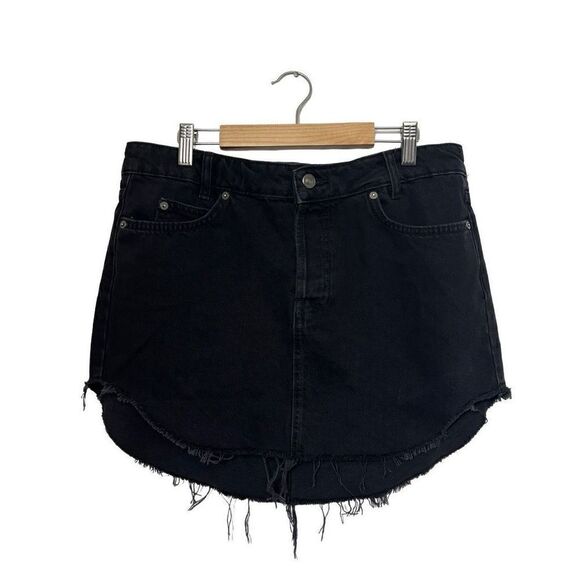 Free people sky high 100% cotton denim skirt black size 8 - Picture 3 of 14